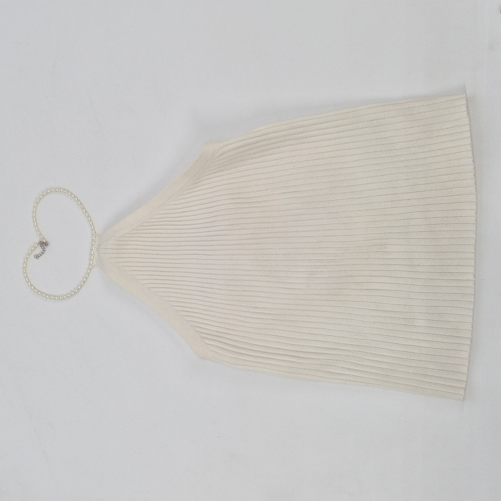 Line & Dot Cream‎ Ribbed Camisole - Picture 3 of 8